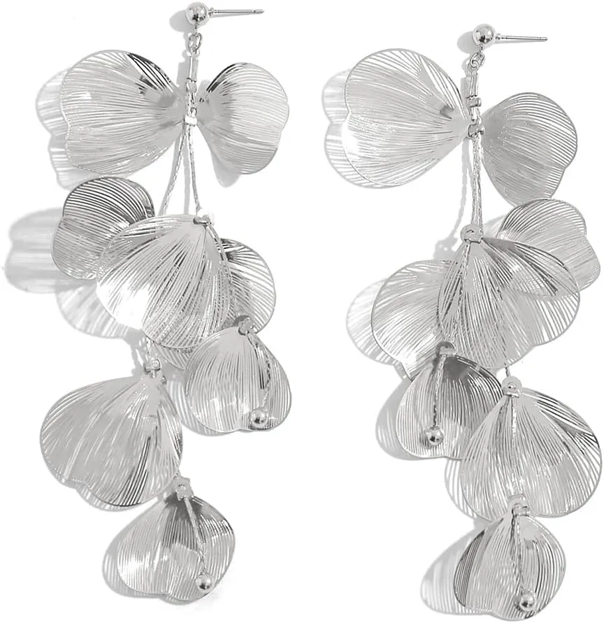 JOYAGIFT Gold Ginkgo Biloba Flower Hollow Drop Earrings Chunky Gold Statement Earrings Trendy Floral Dangle Earrings Exaggerated Jewelry Gifts for Women