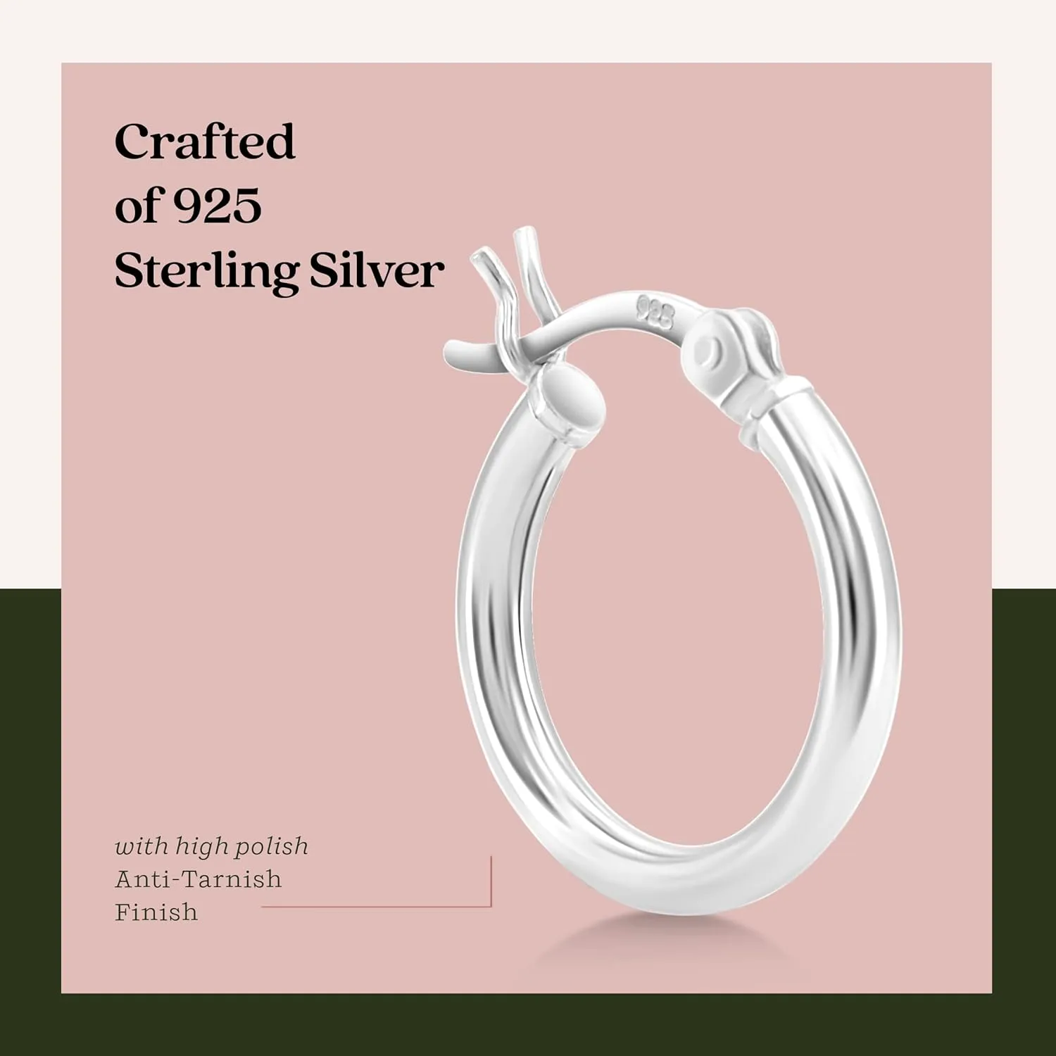 KEZEF 925 Silver Hoop Earrings for Women - Small & Large Sterling Silver Hoop Earrings for Men - Hypoallergenic Silver Earrings Available in 10mm-50mm