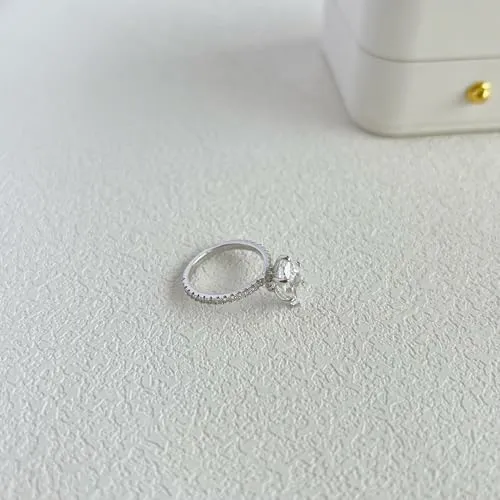 Lab Grown Diamond Ring, 1.5CT Marquise Engagement Ring for Woman, 18K White Gold Plated D Color VVS1 Clarity Promise Ring for Her, Simulated Diamond Wedding Band Anniversary Ring