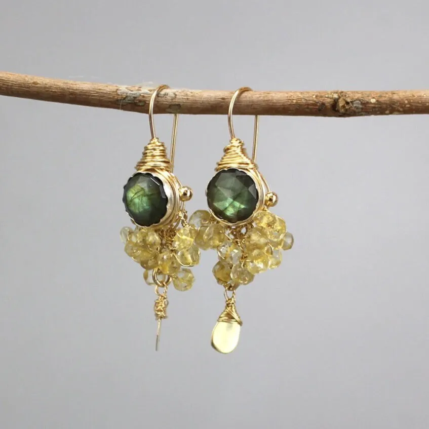 Labradorite Citrine Goddess Earrings