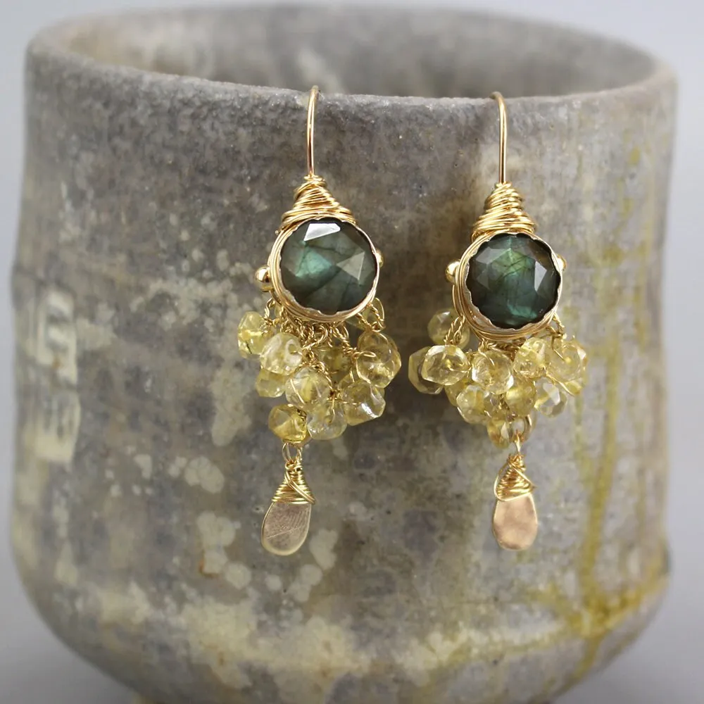 Labradorite Citrine Goddess Earrings