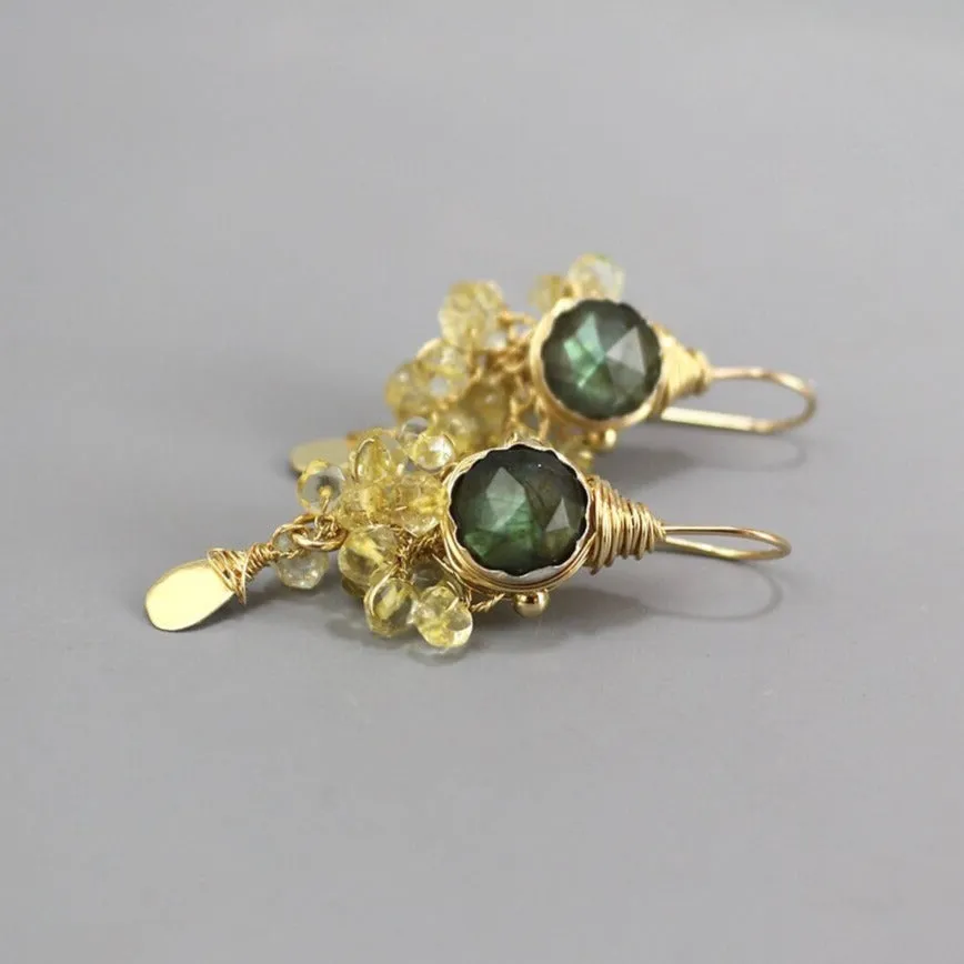 Labradorite Citrine Goddess Earrings