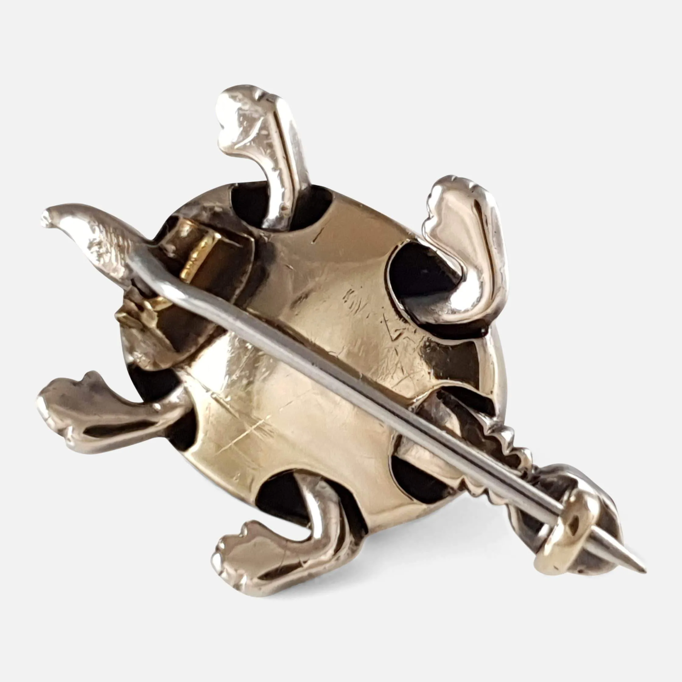 Lapis Lazuli, Diamond, and Ruby Turtle Brooch