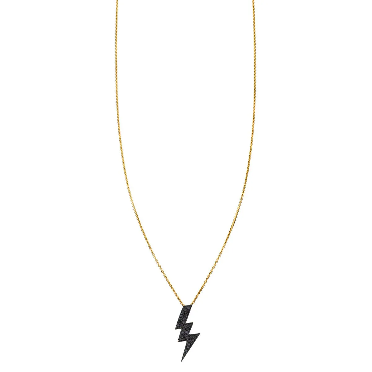 Large Black Diamond Lightning Bolt Necklace