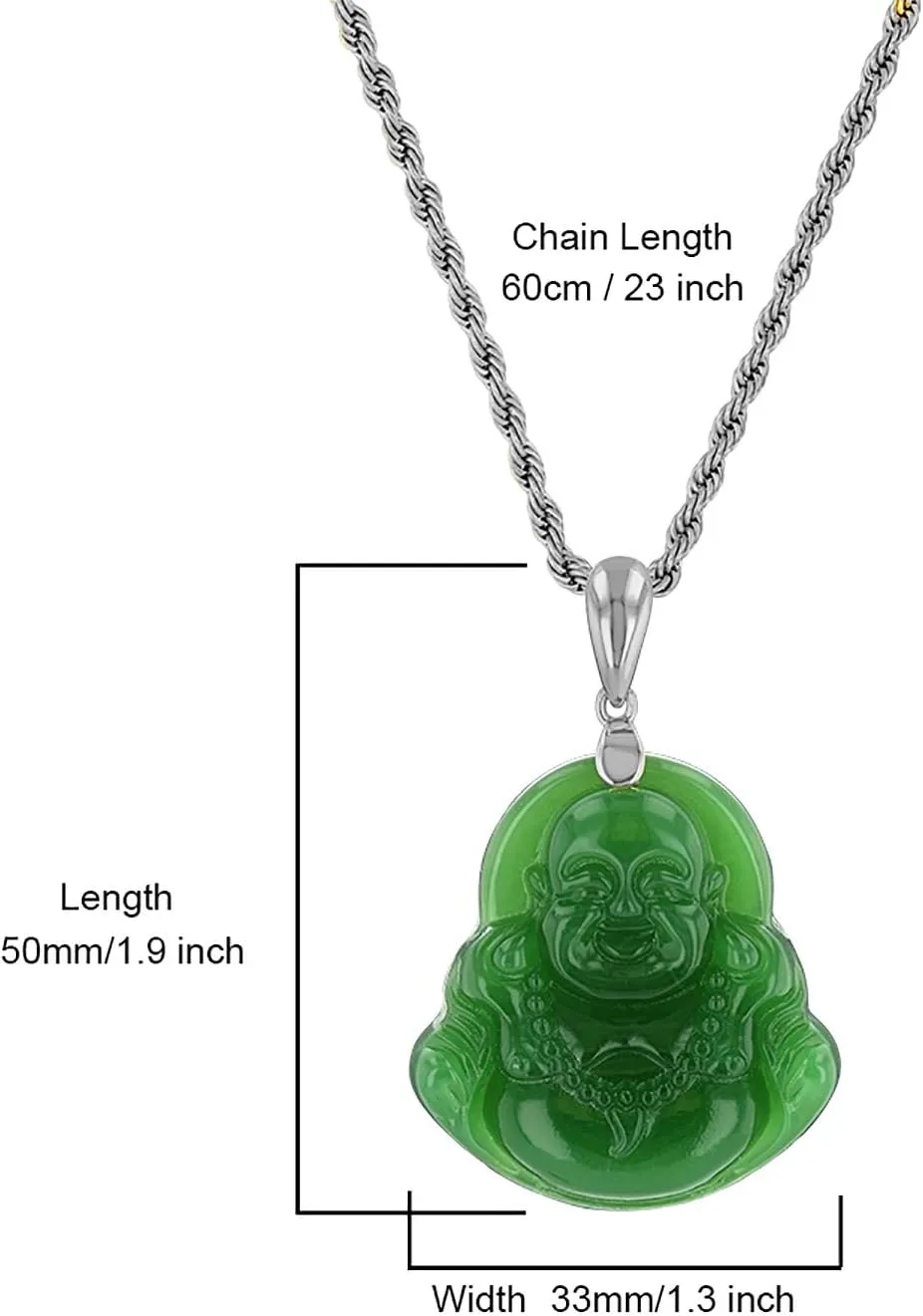 Laughing Buddha Green Jade Pendant Silver Necklace Rope Chain Genuine Certified Grade A Jadeite Jade Hand Crafted, Jade Necklace, 14k Laughing Jade Buddha necklace, Jade Medallion