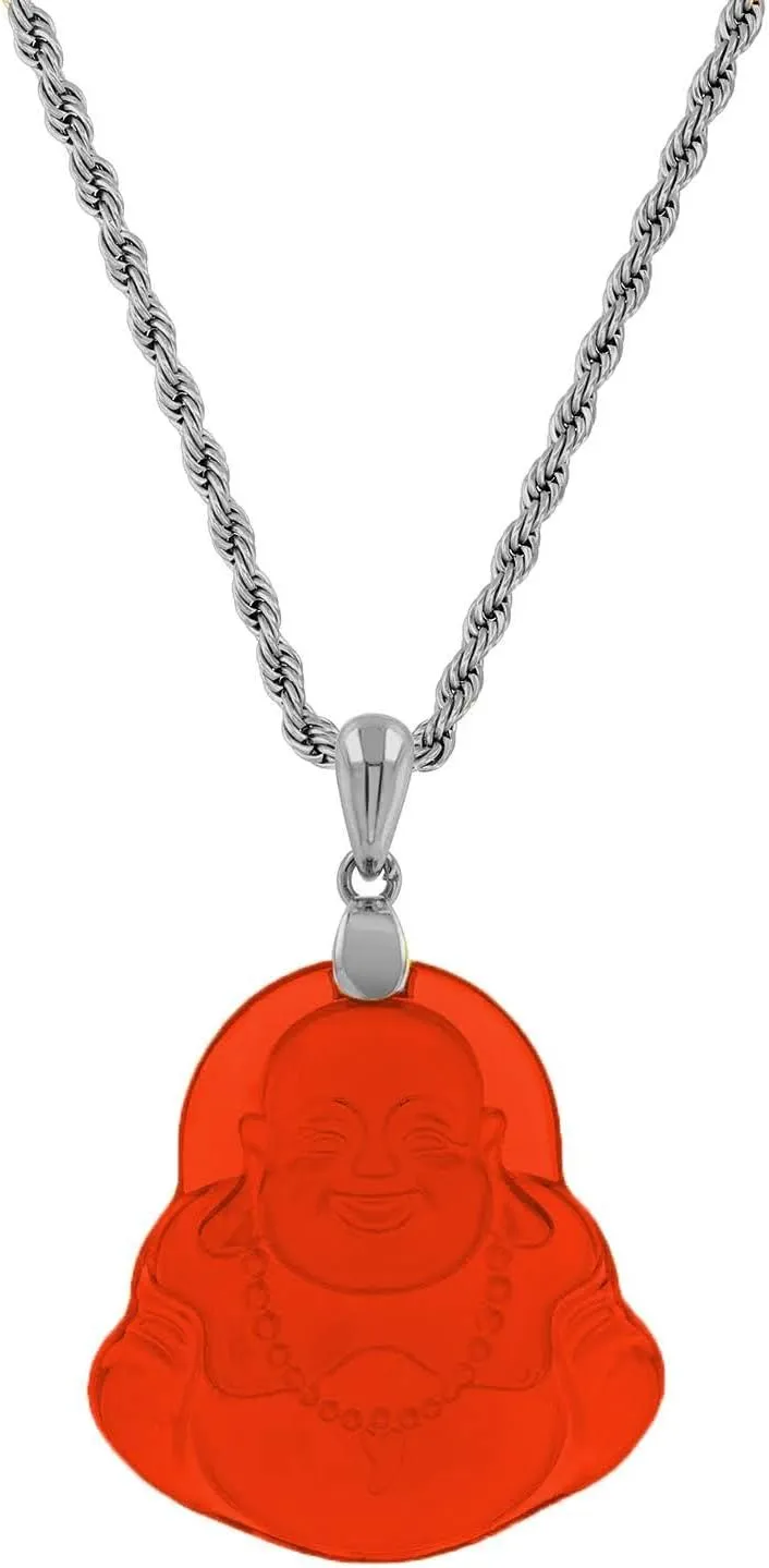 Laughing Buddha Red Jade Pendant Silver Necklace Rope Chain Genuine Certified Grade A Jadeite Jade Hand Crafted, Jade Necklace, 14k Laughing Jade Buddha necklace, Jade Medallion