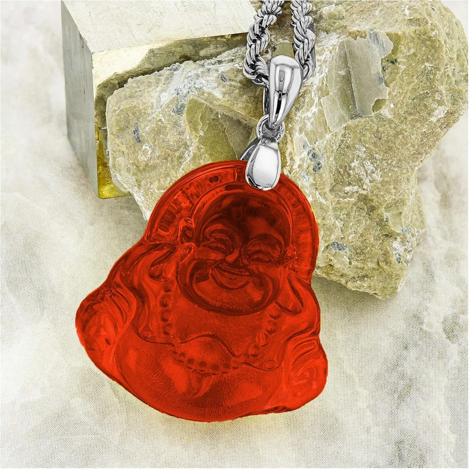 Laughing Buddha Red Jade Pendant Silver Necklace Rope Chain Genuine Certified Grade A Jadeite Jade Hand Crafted, Jade Necklace, 14k Laughing Jade Buddha necklace, Jade Medallion