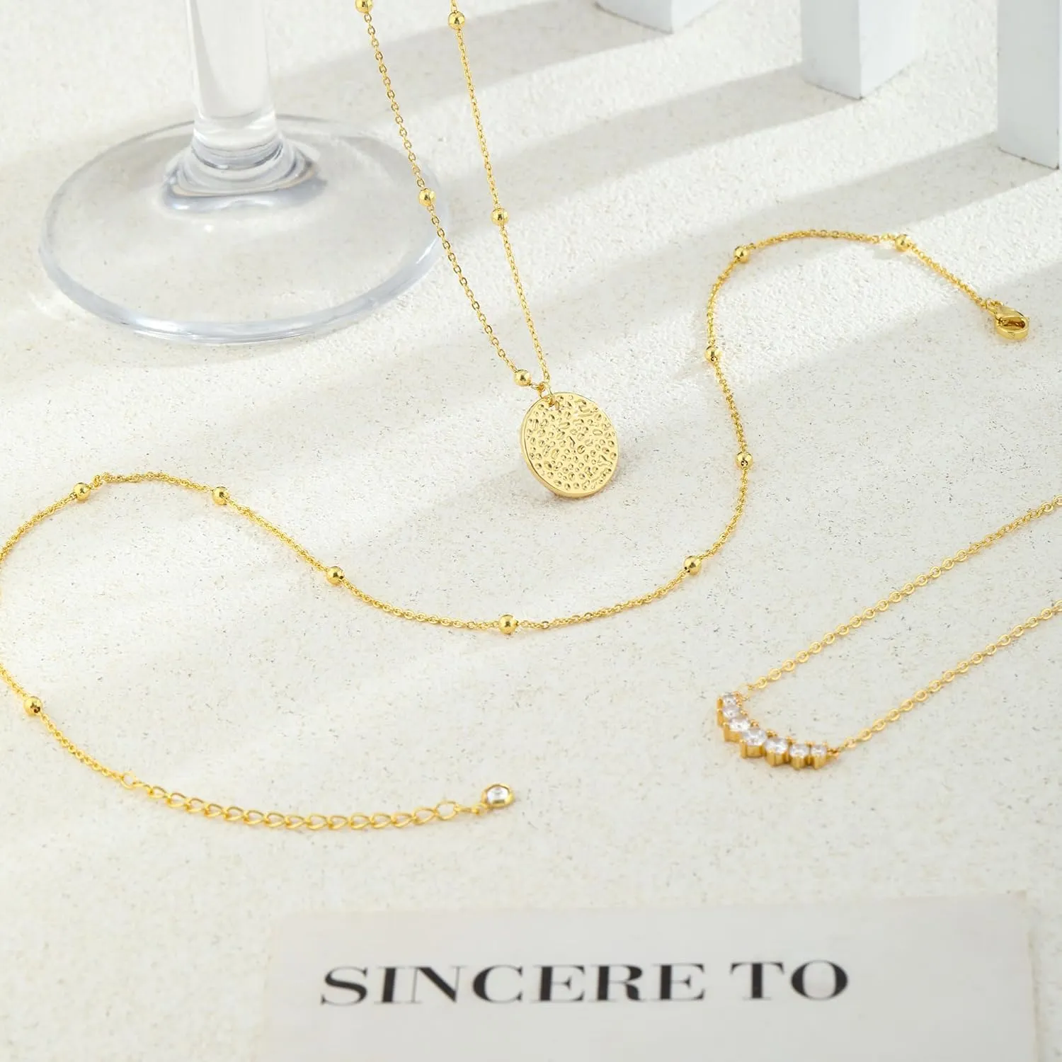 Layered Gold Necklaces for Women Stackable Dainty 14K Gold Plated Silver Chain Necklace Layering Cute Fashion Pendant Choker Necklaces Trendy Jewelry Set Gifts for Women