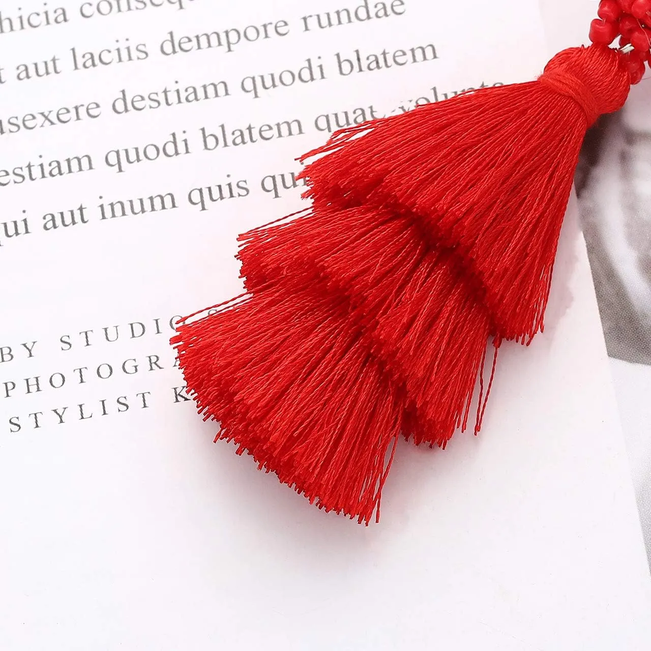 Layered Tassel Earring Bohemian Lightweight Colorful Tiered Thread long Fringe Tassel Drop Dangle Beaded Statement Stud Earring Women Gifts