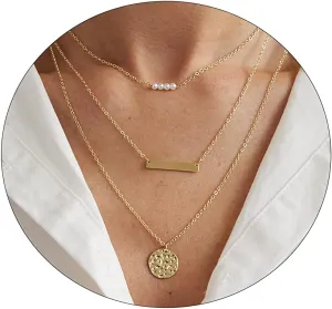 LEXODY Stackable Necklaces for Women 14k Gold Plated Layered Gold Necklaces Dainty Gold Necklace Dot Thin Paperclip Snake Chain Choker Necklace For Women Shine Jewelry Gifts for Women