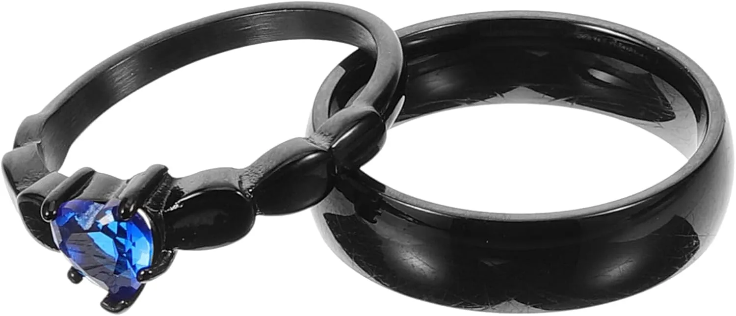 LIFKOME Matched Couple Ring Set Promise Rings for Her and Him Engagement Wedding Anniversary Present