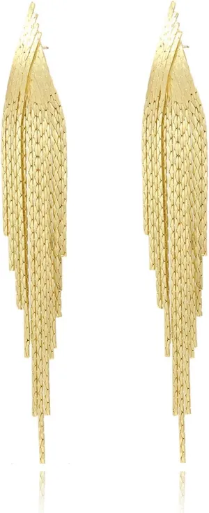 Long Tassel Earrings for Women Gold Dangle Earrings Metal Chain Gold Statement Earrings, Punk Long Threader Earrings for Teen Girls Wedding Bridesmaid Prom Party