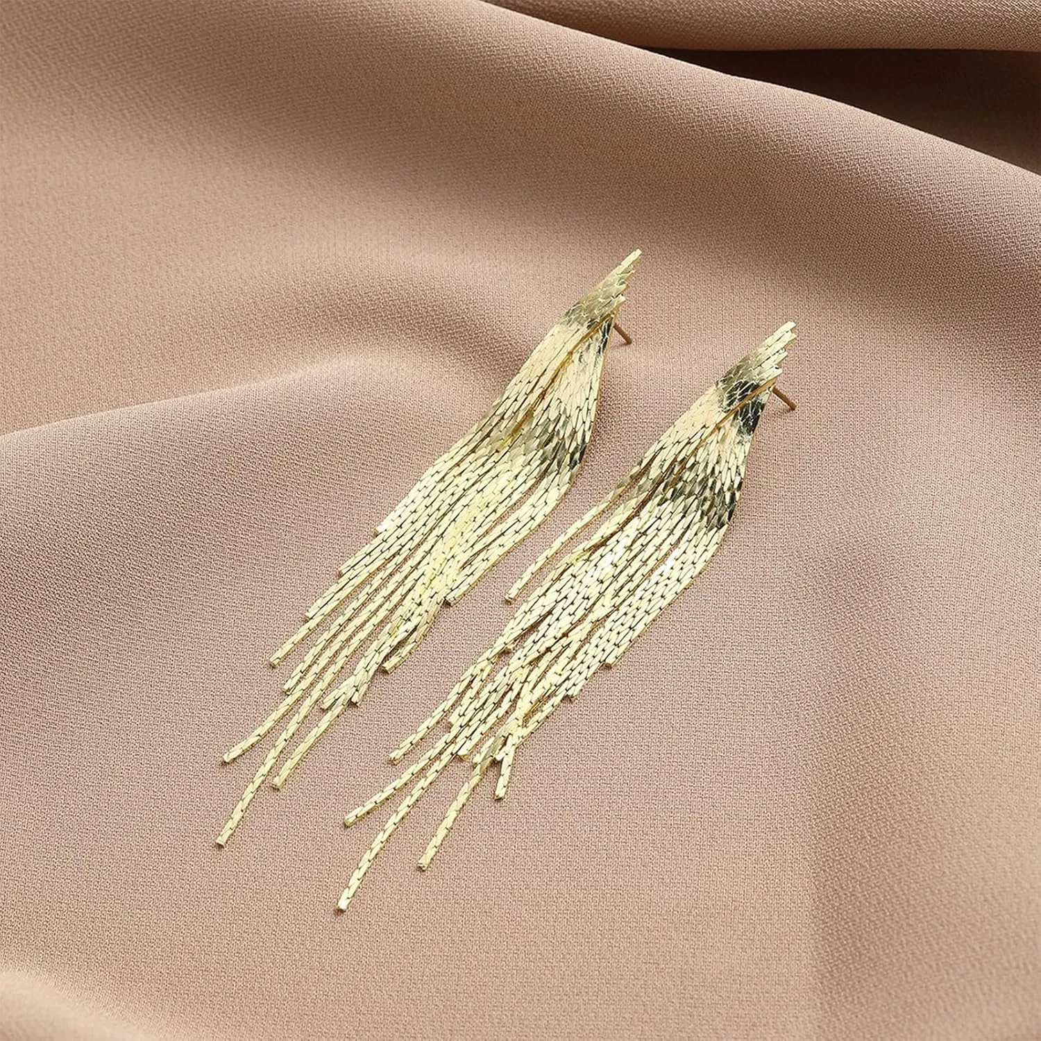 Long Tassel Earrings for Women Gold Dangle Earrings Metal Chain Gold Statement Earrings, Punk Long Threader Earrings for Teen Girls Wedding Bridesmaid Prom Party