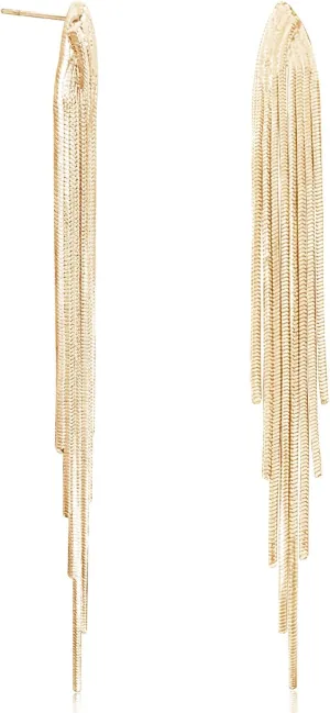 Long Tassel Earrings for Women Gold Dangle Earrings Metal Chain Gold Statement Earrings, Punk Long Threader Earrings for Wedding Bridesmaid Prom Party