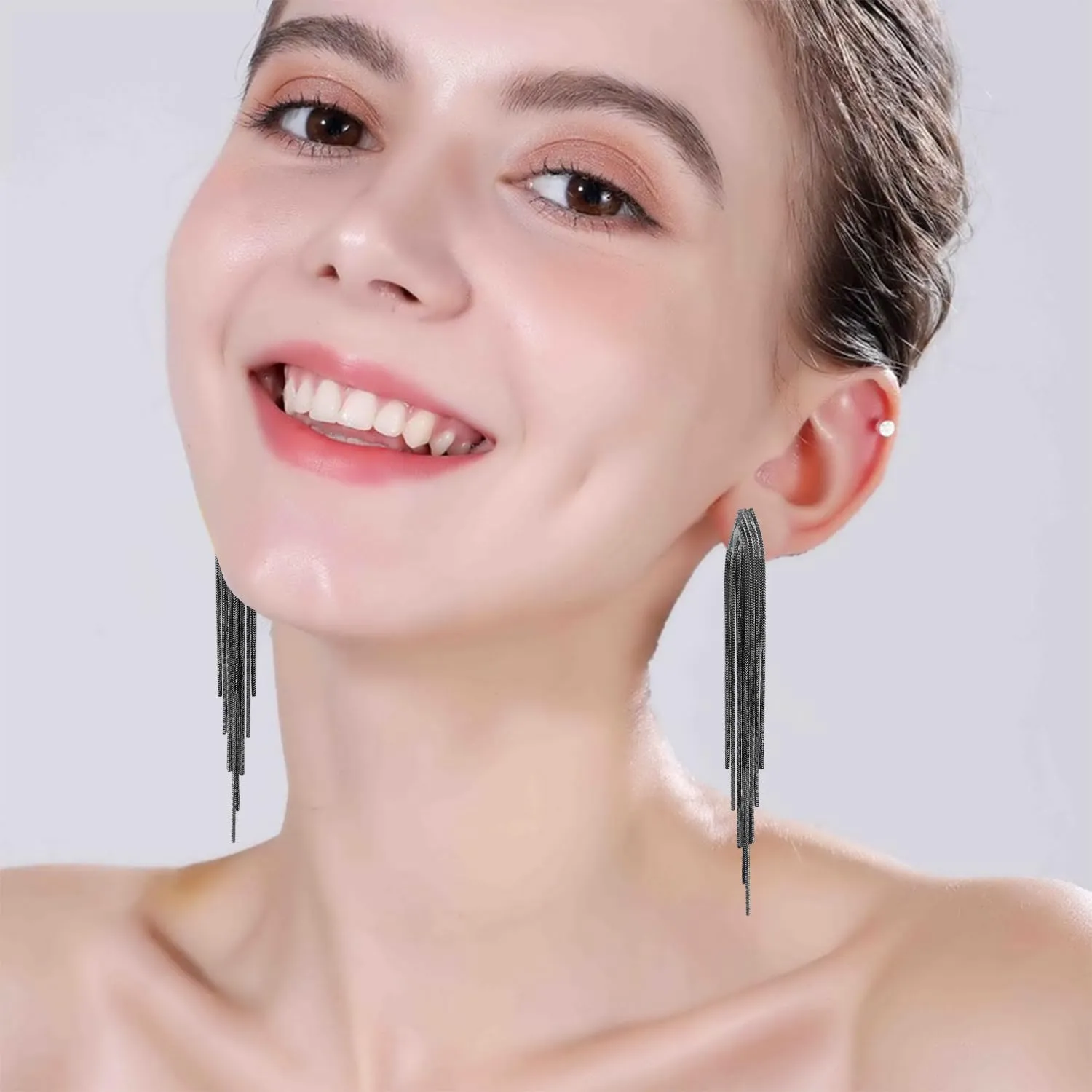Long Tassel Earrings for Women Gold Dangle Earrings Metal Chain Gold Statement Earrings, Punk Long Threader Earrings for Wedding Bridesmaid Prom Party
