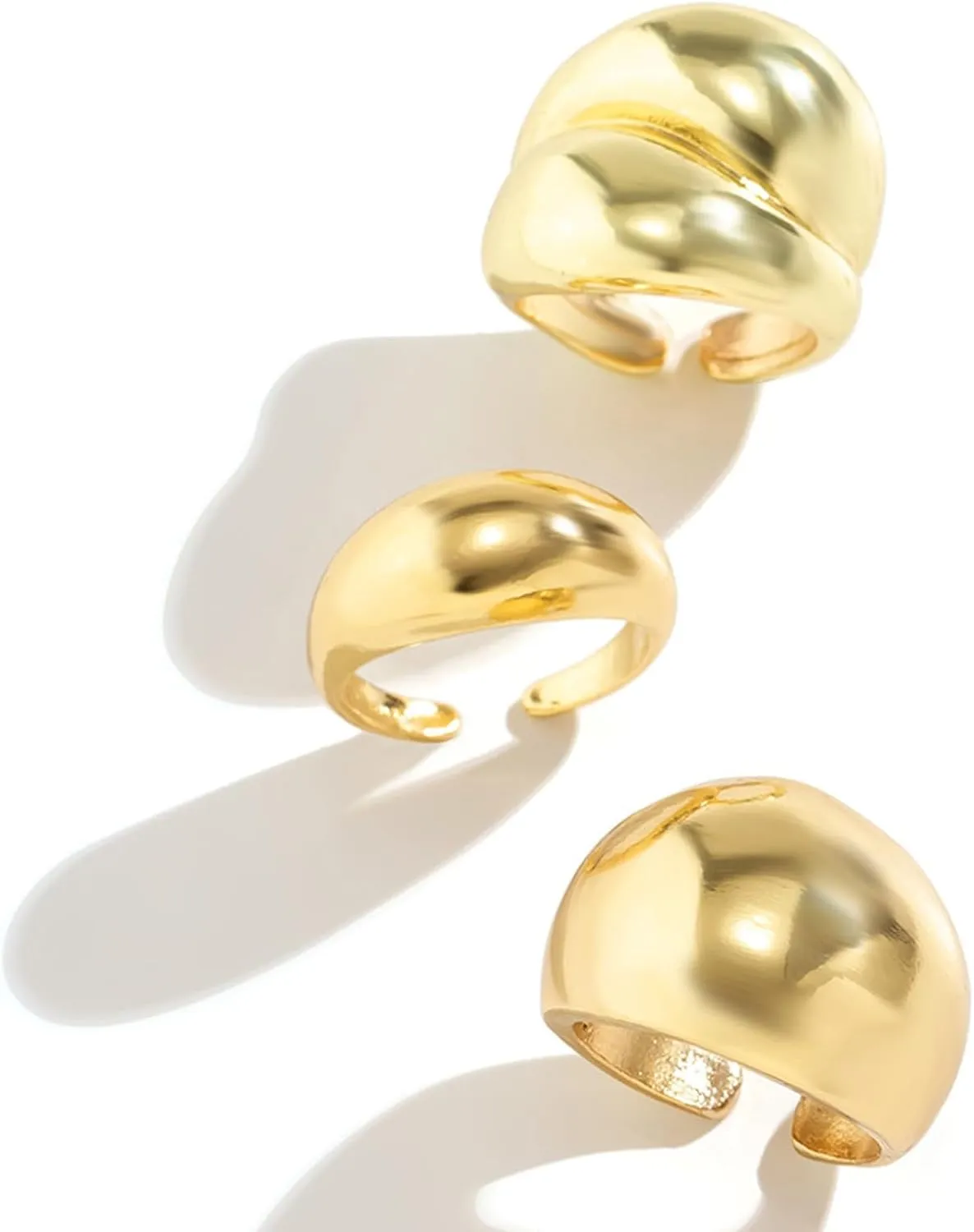 Long tiantian Chunky Gold Rings for Women Non Tarnish Silver Chunky Ring Gold Stackable Rings for Women Trendy 2025