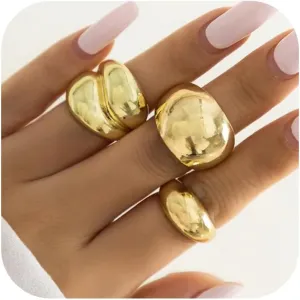 Long tiantian Chunky Gold Rings for Women Non Tarnish Silver Chunky Ring Gold Stackable Rings for Women Trendy 2025