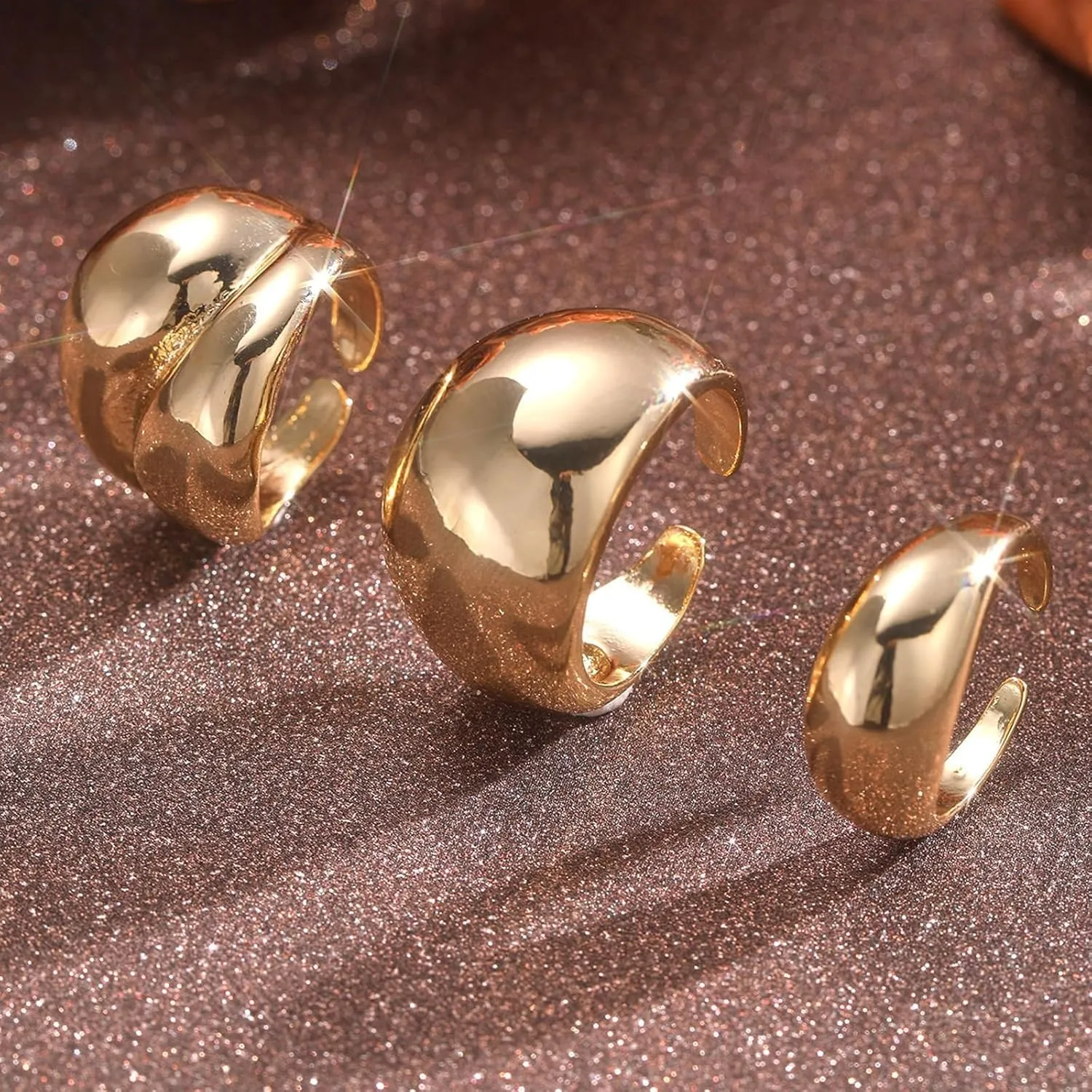 Long tiantian Chunky Gold Rings for Women Non Tarnish Silver Chunky Ring Gold Stackable Rings for Women Trendy 2025