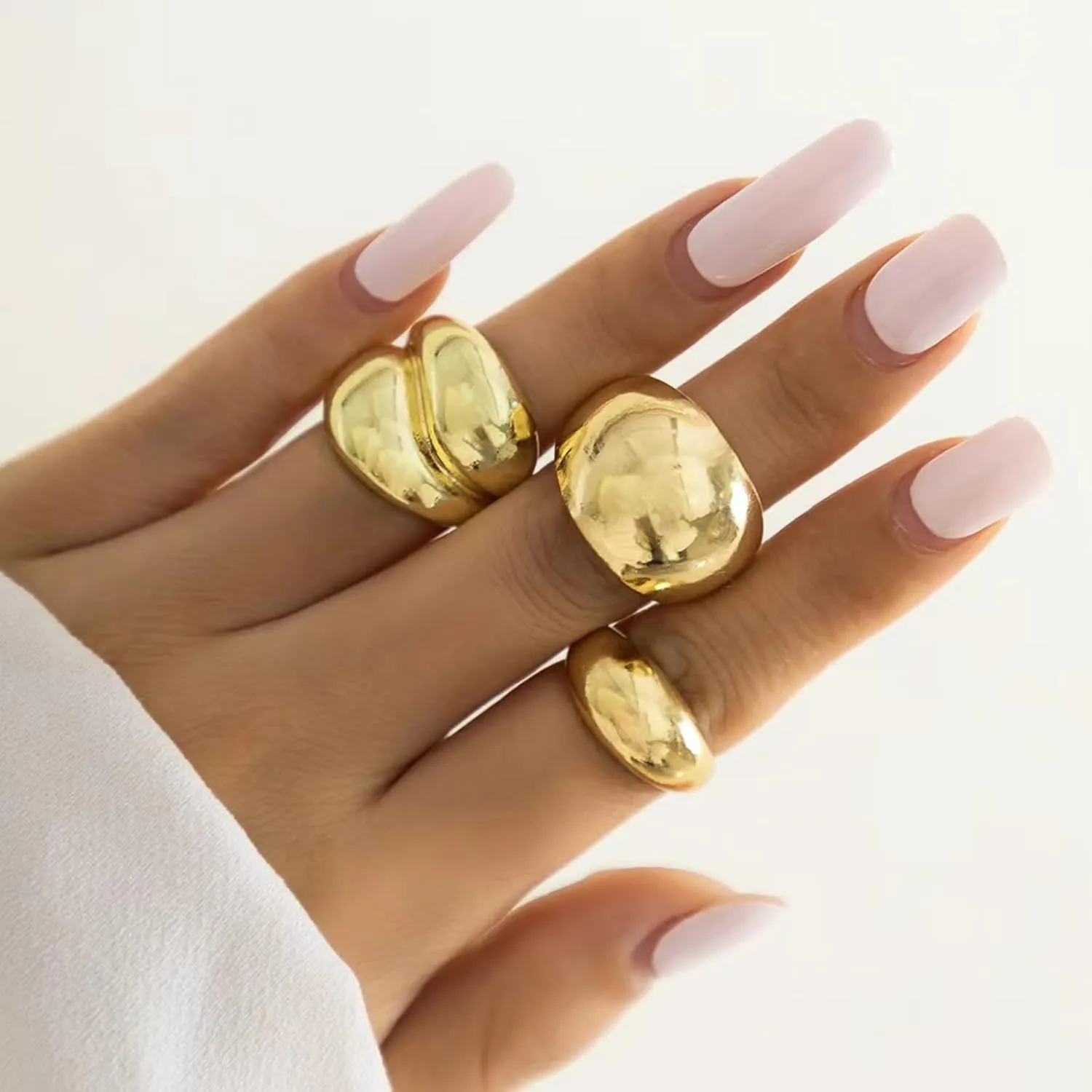 Long tiantian Chunky Gold Rings for Women Non Tarnish Silver Chunky Ring Gold Stackable Rings for Women Trendy 2025