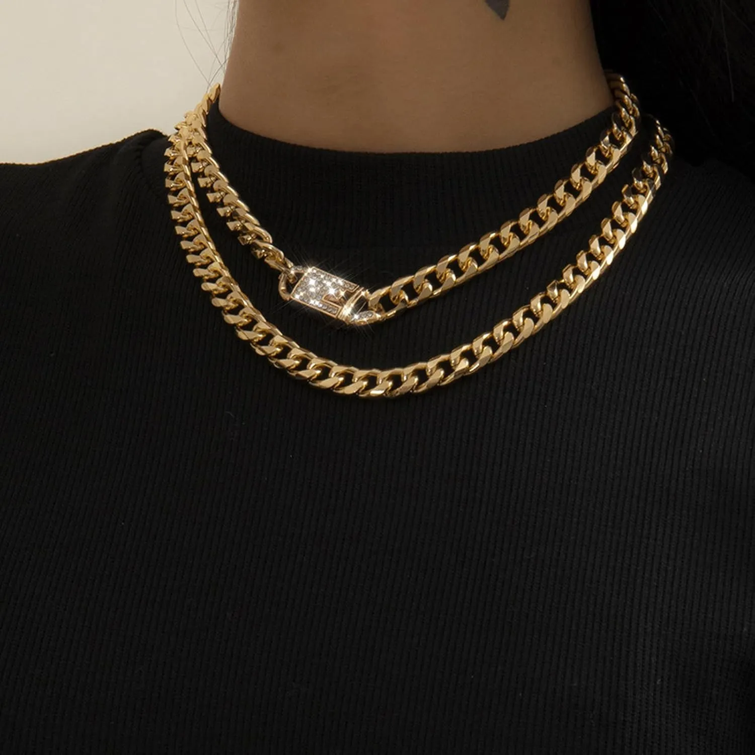 Long tiantian Gold Layered Necklaces for Women Chunky Gold Necklace Herringbone Paperclip Chain Necklace Trendy Necklaces for Women Gold Jewelry For Women Gift