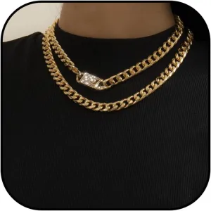 Long tiantian Gold Layered Necklaces for Women Chunky Gold Necklace Herringbone Paperclip Chain Necklace Trendy Necklaces for Women Gold Jewelry For Women Gift