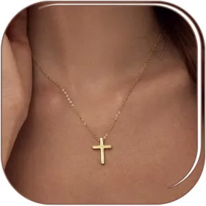 Luxval Cross Necklace for Women -Dainty 14K Gold Plated Cross Necklace Layered Gold Cross Necklace Cross Choker Necklace Gold Cross Necklaces for Women Trendy Gold Jewelry Gifts for Women