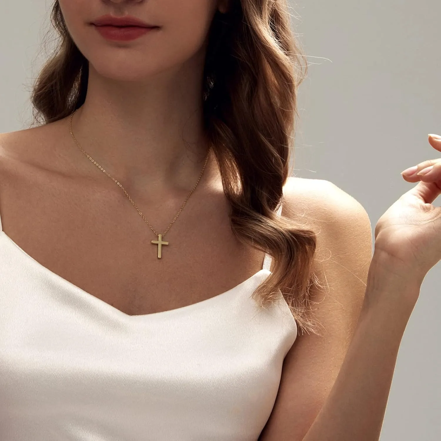 Luxval Cross Necklace for Women -Dainty 14K Gold Plated Cross Necklace Layered Gold Cross Necklace Cross Choker Necklace Gold Cross Necklaces for Women Trendy Gold Jewelry Gifts for Women