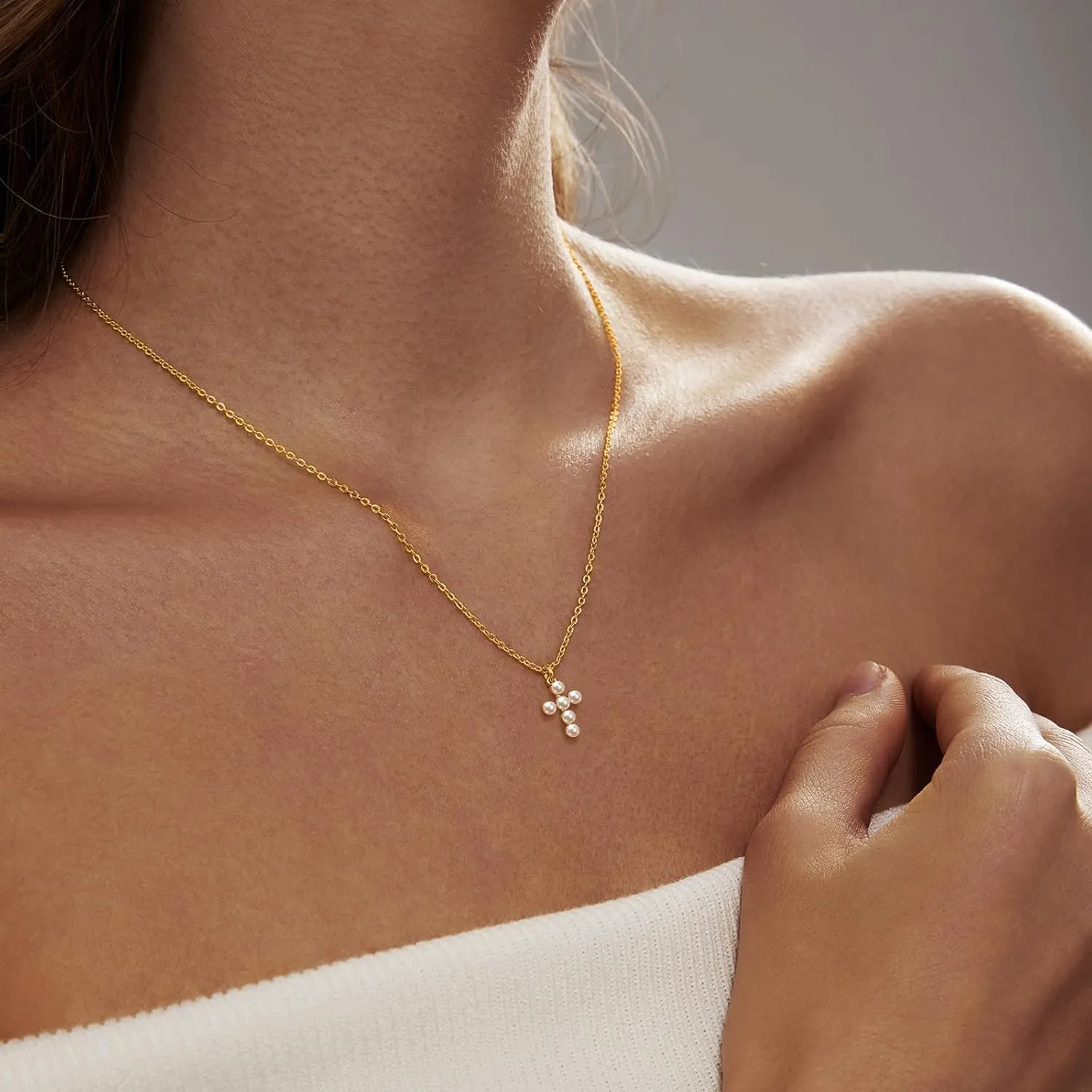 Luxval Cross Necklace for Women -Dainty 14K Gold Plated Cross Necklace Layered Gold Cross Necklace Cross Choker Necklace Gold Cross Necklaces for Women Trendy Gold Jewelry Gifts for Women