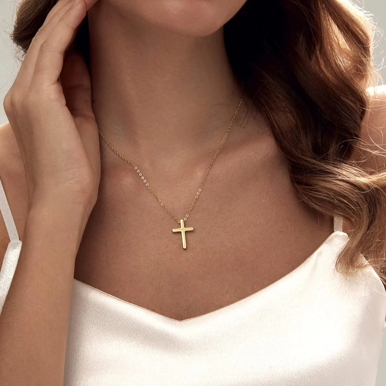Luxval Cross Necklace for Women -Dainty 14K Gold Plated Cross Necklace Layered Gold Cross Necklace Cross Choker Necklace Gold Cross Necklaces for Women Trendy Gold Jewelry Gifts for Women