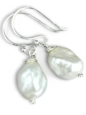 MadamLili Pearl Earrings | Sterling Silver Dangle Earrings | Hypoallergenic & Waterproof Jewelry | Elegant Pearl Drop Earrings for Women | Wedding, Anniversary & Birthday Gift