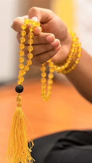 Mala Necklace, Yellow jade Lava Guru Bead with Lava Beads Bracelet, Tibetan quartz, Tibetan Beads Prayer Beads Meditation Beads Yoga mala