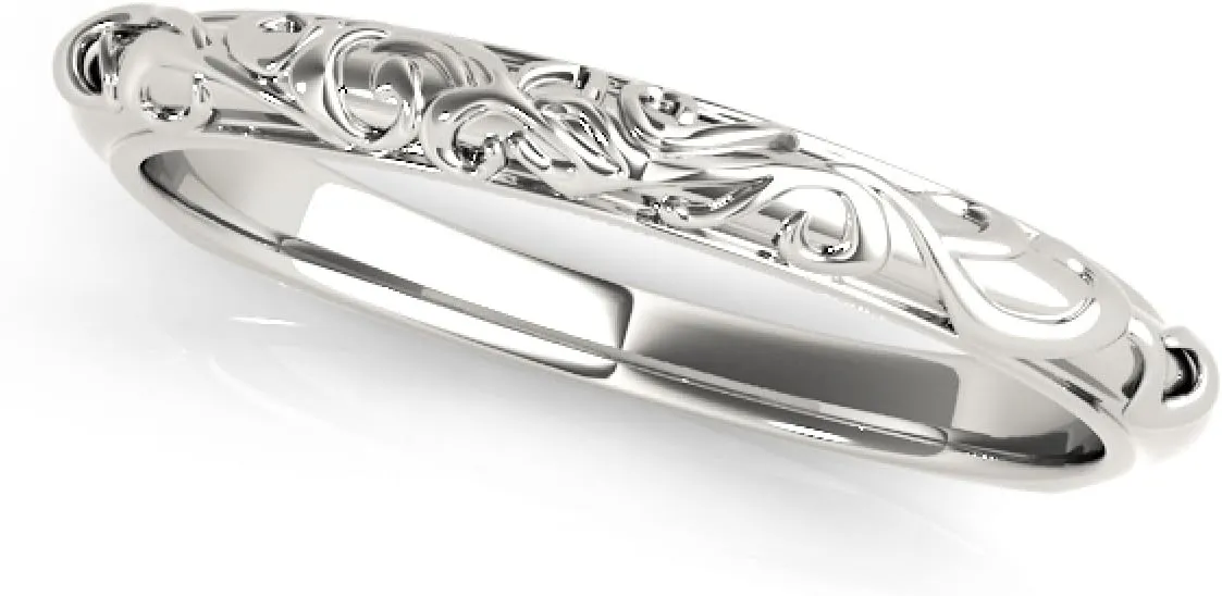 MauliJewels Womens's Hand-Engraved Engagement Wedding Band in 10k Yellow/Rose/White Solid Gold