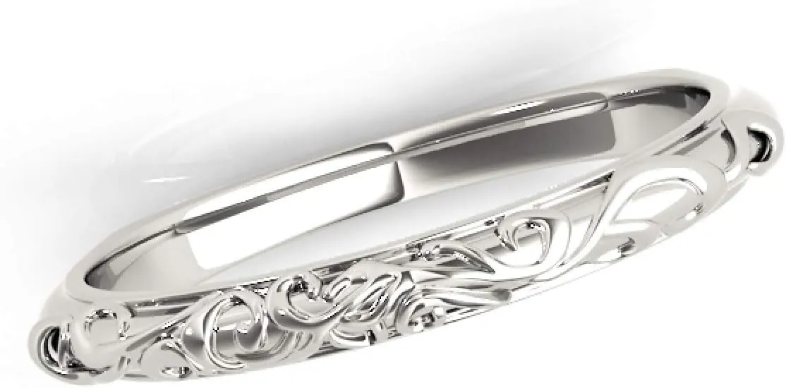 MauliJewels Womens's Hand-Engraved Engagement Wedding Band in 10k Yellow/Rose/White Solid Gold