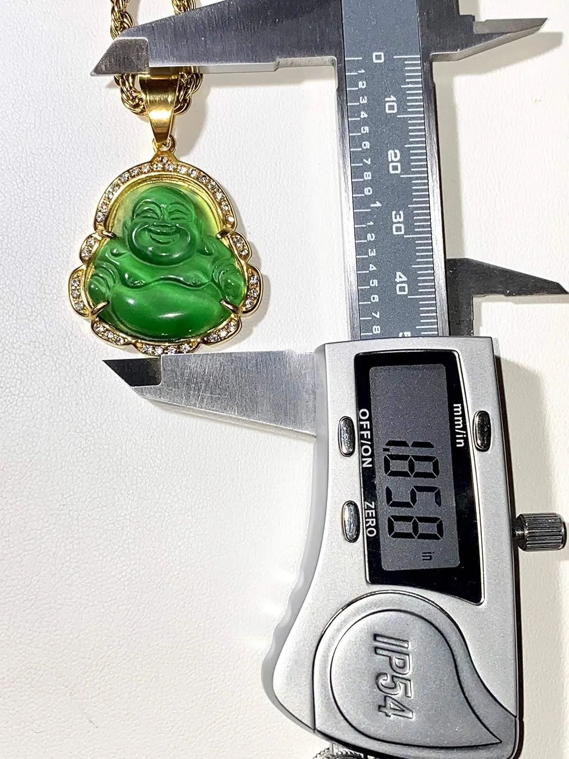 Men Women Jewelry Iced Laughing Buddha Bottle Green Jade Pendant Necklace Rope Chain Genuine Certified Grade A Jadeite Jade Hand Crafted, Jade Necklace, 14k Gold Filled Laughing Jade Buddha Necklace, Jade Medallion, Fast Prime Shipping