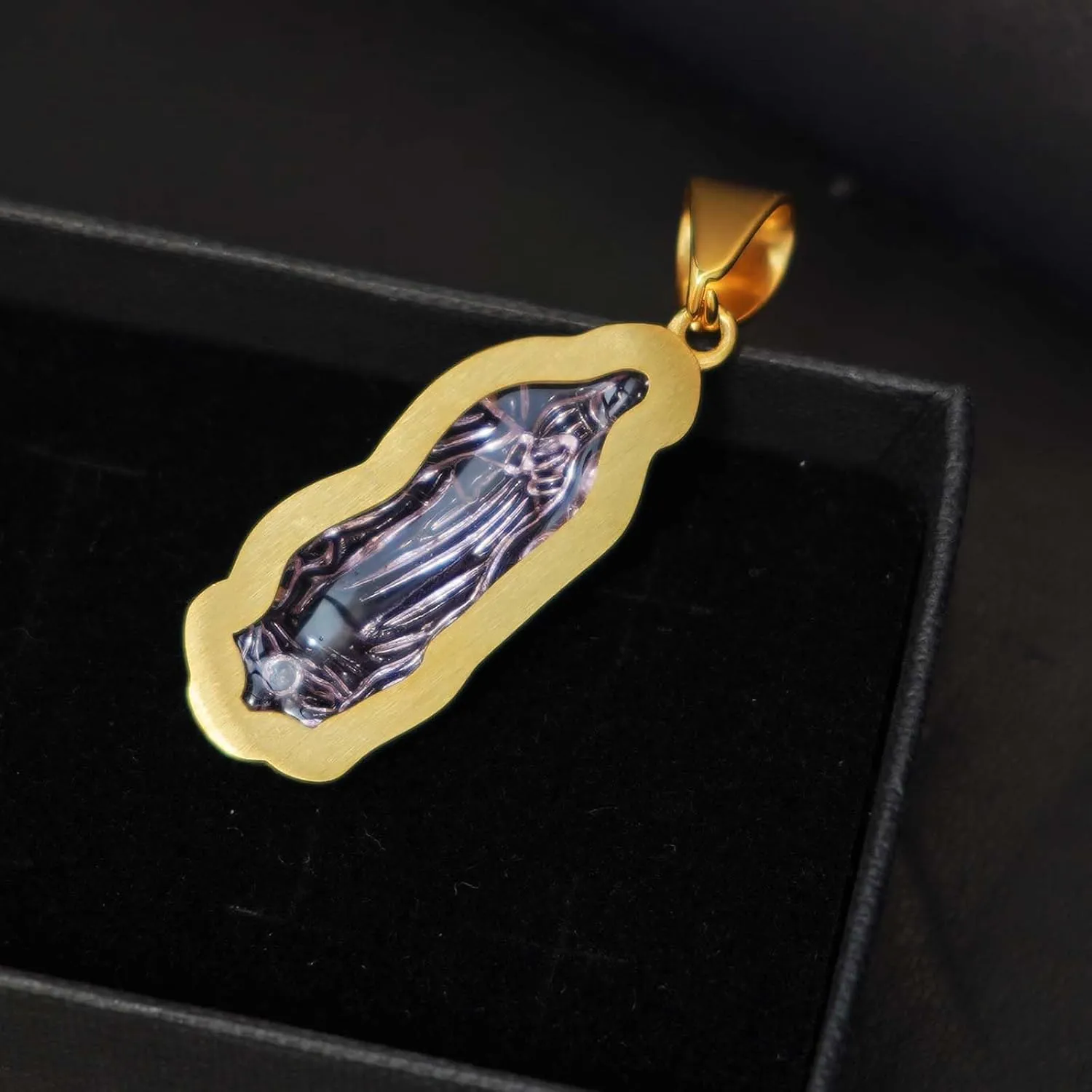 Men's Necklace Stainless Steel Chain 14K Gold Plated Pendant Necklace Religious Charm Iced-out Bling Necklace Punk Fashion Rocker Cool Biker Male Jewelry for Women Unisex