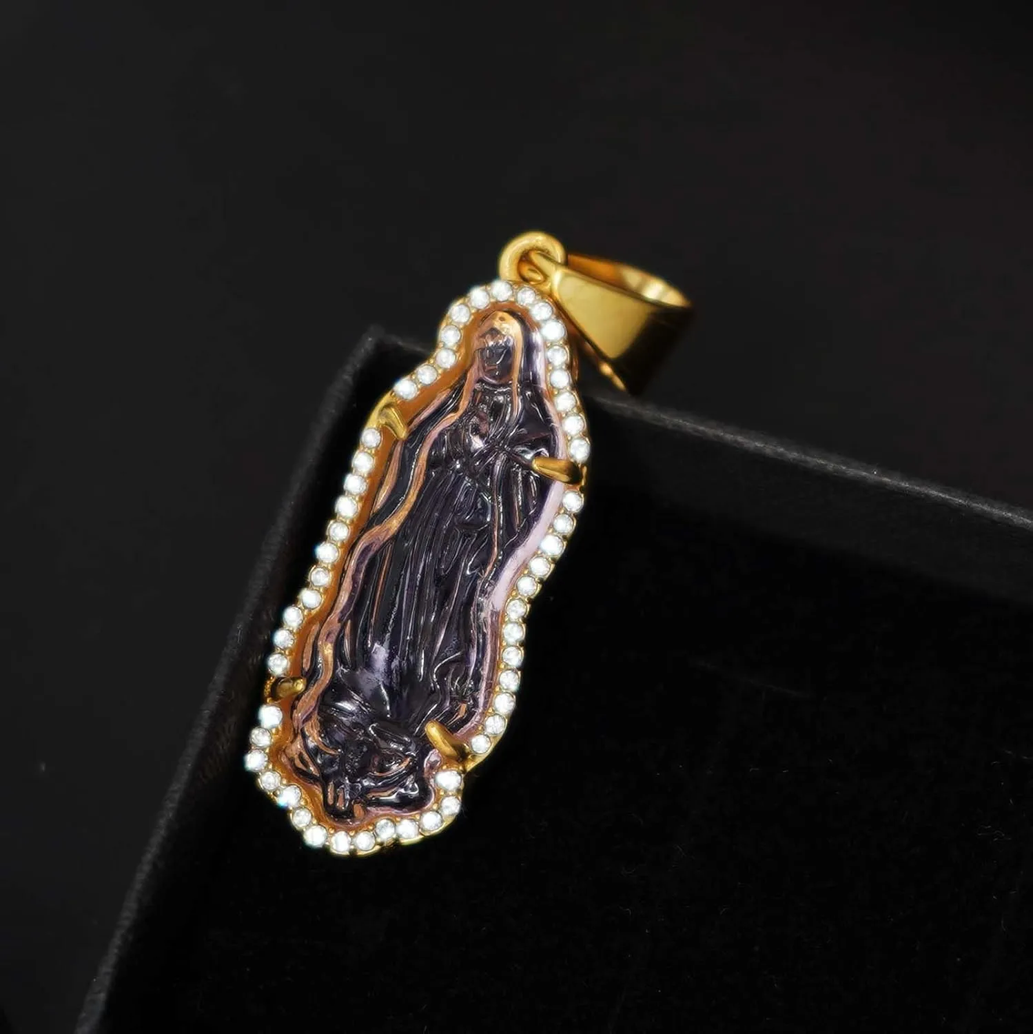 Men's Necklace Stainless Steel Chain 14K Gold Plated Pendant Necklace Religious Charm Iced-out Bling Necklace Punk Fashion Rocker Cool Biker Male Jewelry for Women Unisex