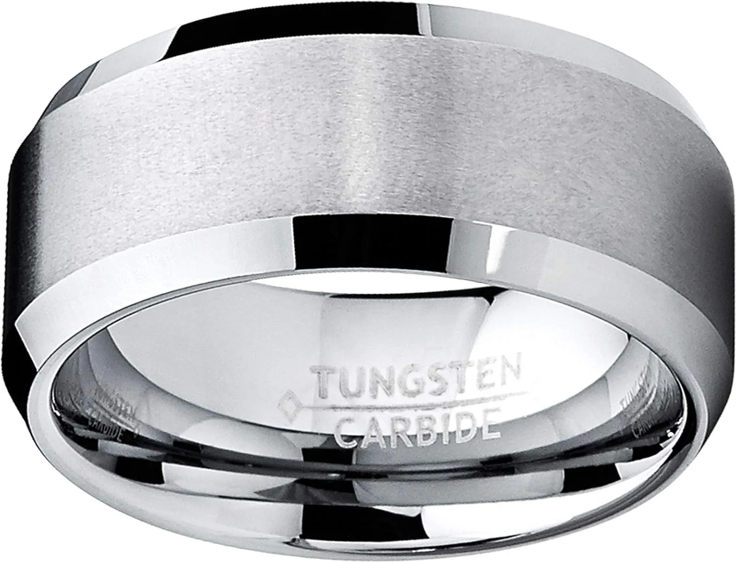 Men's Tungsten Ring Wedding Band Anniversary Comfort-Fit Brushed High Polish Matte Finish 4MM/6MM/10MM Sizes 7-15