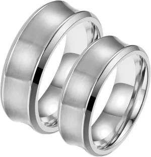 Mens Wedding Ring Comfort Fit, Couples Stainless Steel Rings 2PCS Titanium Silver Brushed Ring 8mm Size Women 7 Men 7 for Valentines Day Jewelry