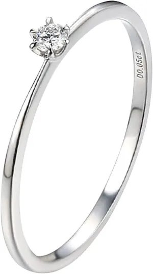 Metal Rings for Women, Natural Diamond Anniversary Ring White Round Diamond Stackable Solitary for Graduation Woman Rings