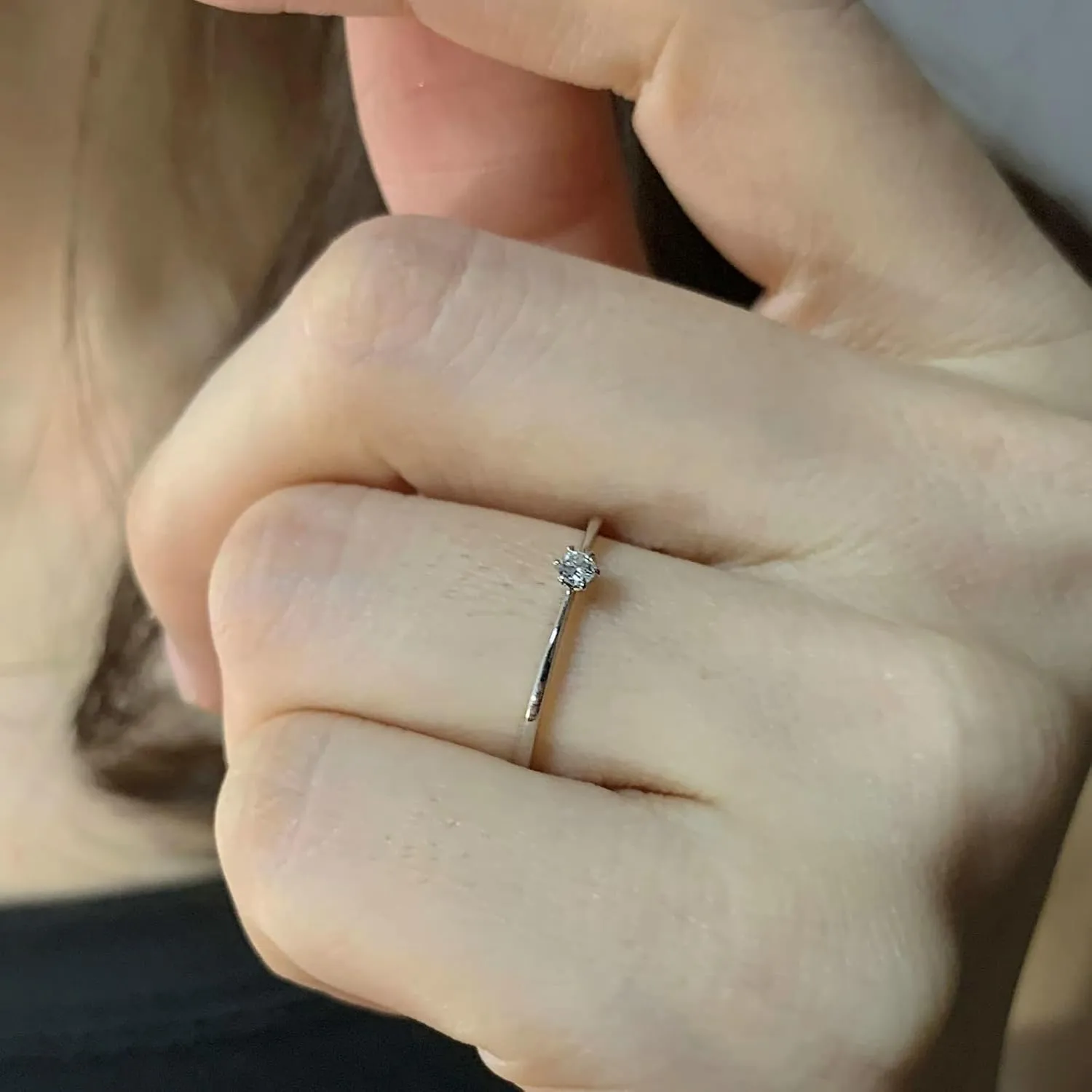 Metal Rings for Women, Natural Diamond Anniversary Ring White Round Diamond Stackable Solitary for Graduation Woman Rings