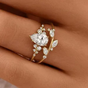 Metmejiao Moissanite Rings 2PCS Engagement Rings Set 14K Gold Plated Wedding Band Set for Women Thin Stacking Rings Set Cubic Zirconia Eternity Engagement Rings Set 6