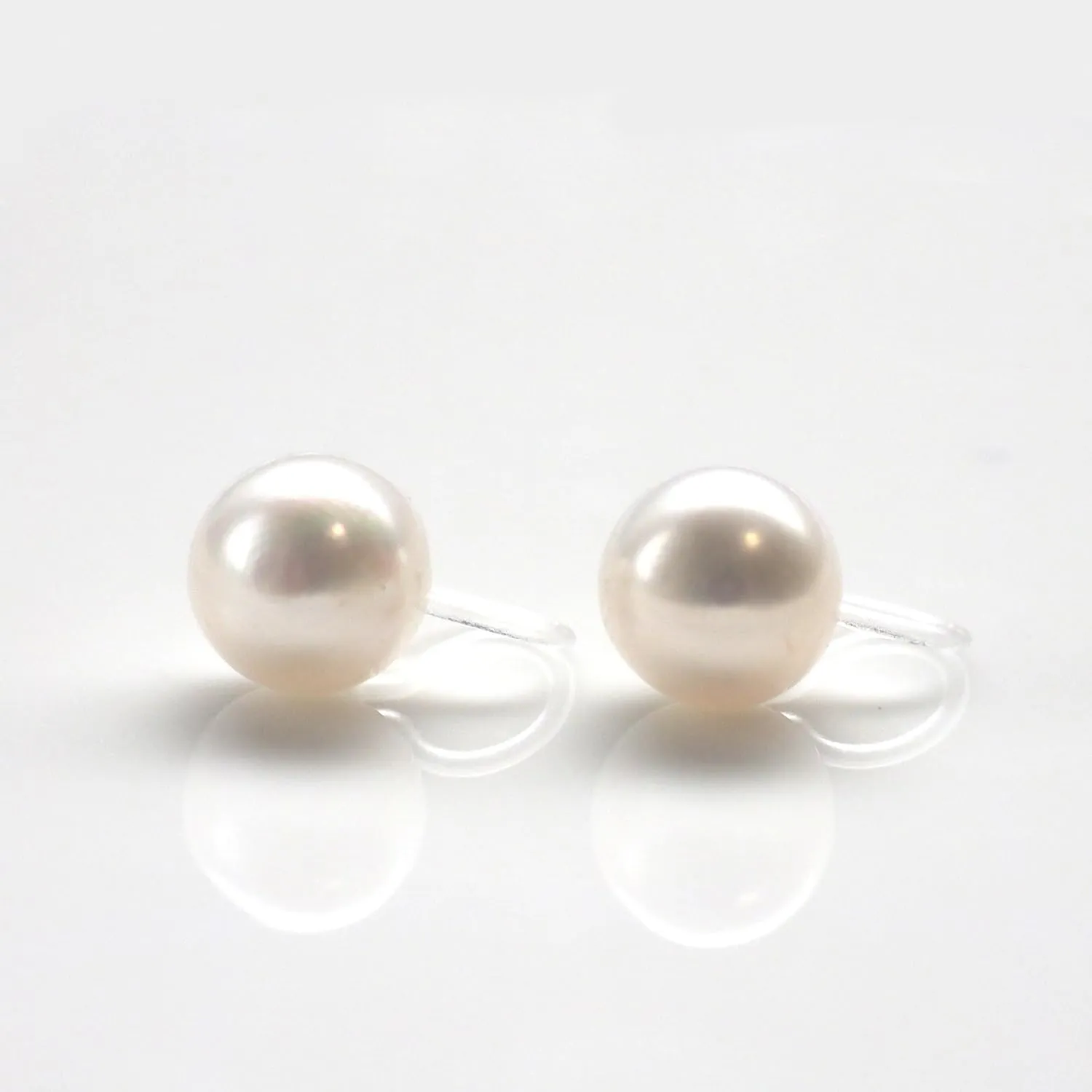Miyabi Grace Grade AAA Freshwater Pearl Invisible Clip On Stud Earrings Non Pierced White Pink Black Orange Pearl Clip Earrings for Women