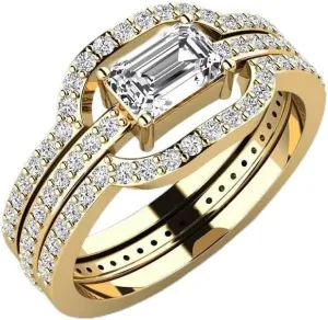 Moissanite Emerald Wedding Ring Set | Moissanite Ring | Lab Grown 1 Carat Diamond & 18K Gold and Silver Plated Rings| S925 Sterling Silver | Moissanite Jewelry | Gold Rings for Women