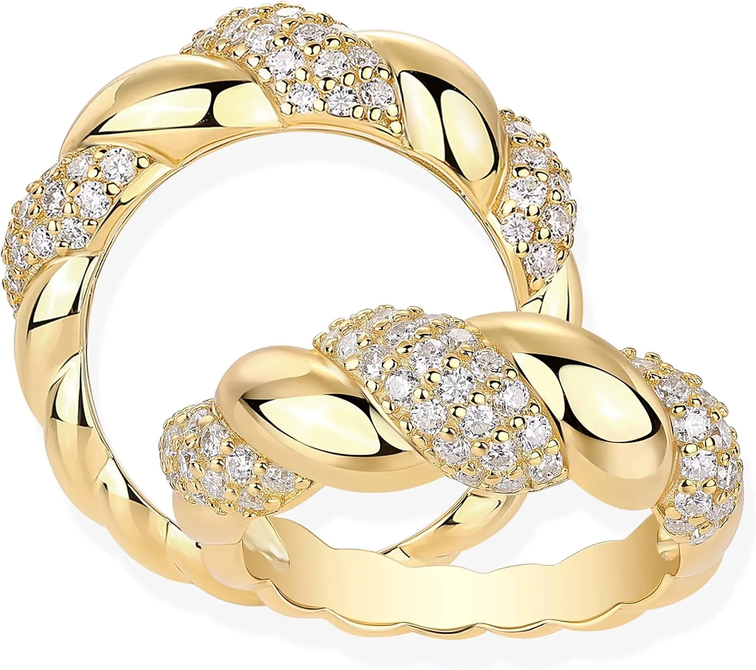 Moissanite Engagement Ring | Lab Grown Diamond & 18k Gold Plated Ring Twisted Design| Moissanite Rings for Women | S925 Sterling Silver Rings | Moissanite Ring | Gold Rings for Women Non Tarnish