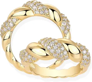 Moissanite Engagement Ring | Lab Grown Diamond & 18k Gold Plated Ring Twisted Design| Moissanite Rings for Women | S925 Sterling Silver Rings | Moissanite Ring | Gold Rings for Women Non Tarnish