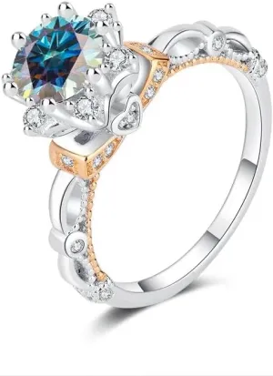 Moissanite Engagement Wedding Ring | Lab Grown 1 Carat Diamond & 18k Gold Plated Ring | Moissanite Rings for Women | S925 Sterling Silver Rings | Moissanite Ring | Gold Rings for Women Coloured / 5