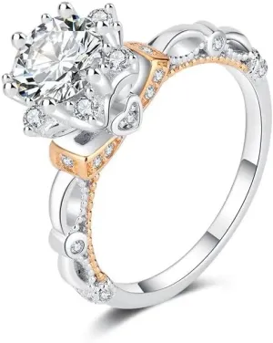 Moissanite Engagement Wedding Ring | Lab Grown 1 Carat Diamond & 18k Gold Plated Ring | Moissanite Rings for Women | S925 Sterling Silver Rings | Moissanite Ring | Gold Rings for Women D Color / 7