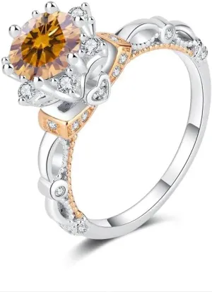 Moissanite Engagement Wedding Ring | Lab Grown 1 Carat Diamond & 18k Gold Plated Ring | Moissanite Rings for Women | S925 Sterling Silver Rings | Moissanite Ring | Gold Rings for Women Orange / 5