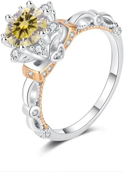Moissanite Engagement Wedding Ring | Lab Grown 1 Carat Diamond & 18k Gold Plated Ring | Moissanite Rings for Women | S925 Sterling Silver Rings | Moissanite Ring | Gold Rings for Women Yellow / 8
