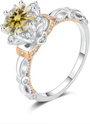 Moissanite Engagement Wedding Ring | Lab Grown 1 Carat Diamond & 18k Gold Plated Ring | Moissanite Rings for Women | S925 Sterling Silver Rings | Moissanite Ring | Gold Rings for Women Yellow / 8